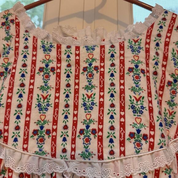 Lanz of Salzburg Vintage Cotton Flannel Nightgown NWT size XL NOS Button Back - Picture 4 of 9